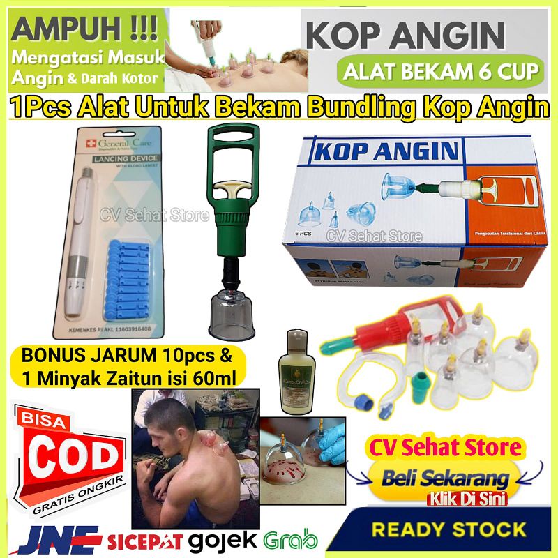 Alat Bekam Komplit Full Set 6 Kop Dan Pen Lancing Device Becam Autoklik Terapi Tradisional  Vaccum c