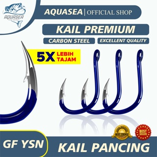 AQUASEA Kail Pancing Premium Warna Biru isi 10pcs/pack High Carbon Steel Barbed Fishing Hook Tackle Kail GFYSN