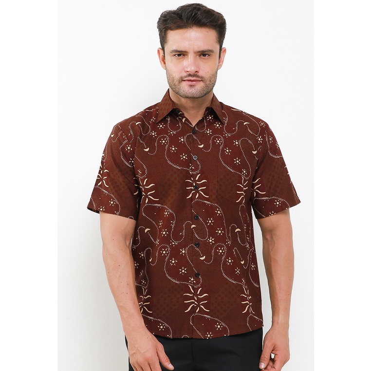 Arjuna Weda Hem Batik Pria Motif Sogan Serat Kayu