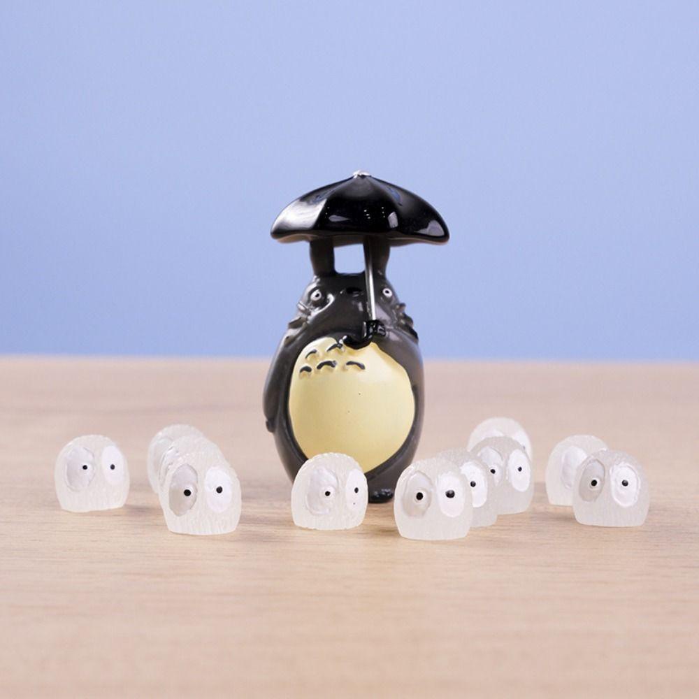 Quinton Totoro Luminous Nagita Mini 10Pcs Festival Ornamen Pot Berkebun Halloween Sprites Debu