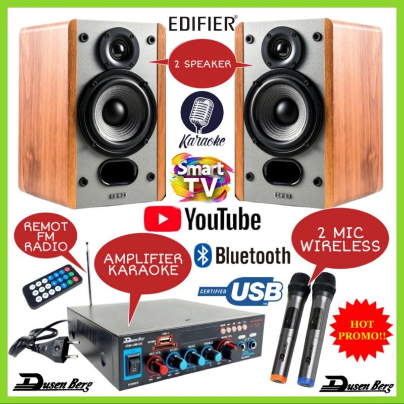 Karaoke Set Mini Edifier Speaker 4 In / Ampli Karaoke Smart Tv Youtube