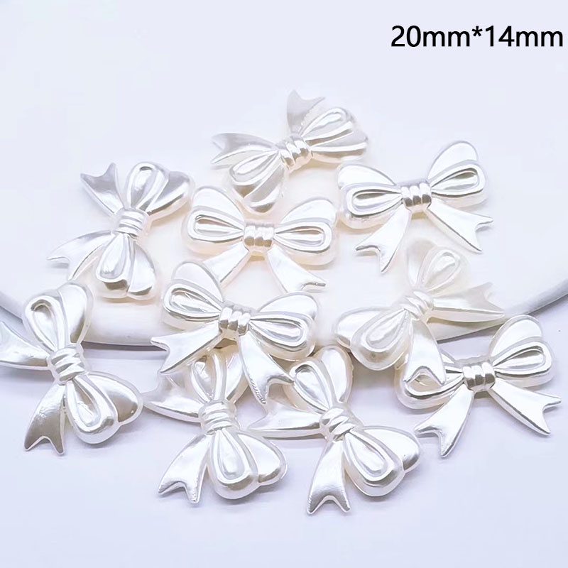 10pcs Manik-Manik Mutiara Imitasi Bentuk Pita Bahan Akrilik Untuk Aksesoris Perhiasan Handmade
