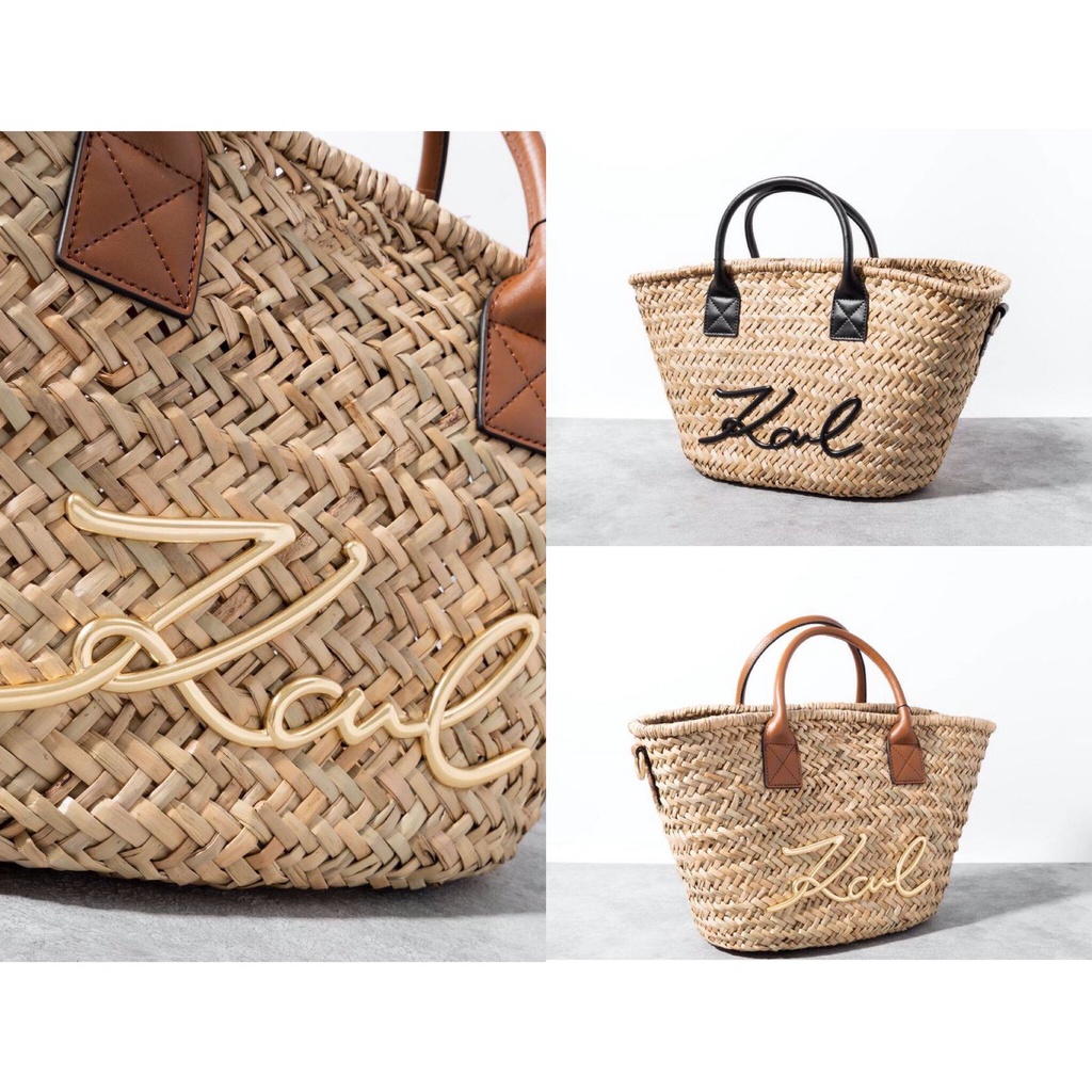 KARL LAGERFELD K/SIGNATURE BASKET BAG RAFFIA ORIGINAL