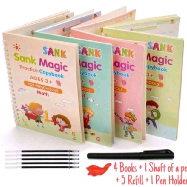 Set Magic Practice Book / Sank Magic Book / Belajar Alfabet Lukisan Aritmatika Matematika Anak Tulisan Tangan Praktek