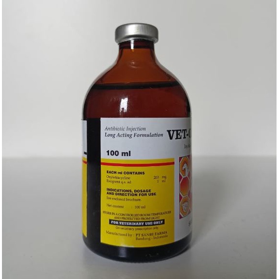 VET OXY LA 50 ml &amp; VET OXY LA 100 ml - Antibiotik Long Acting Sanbe - Vetoxy Obat Anti Infeksi Bakteri Hewan Long Acting Bekerja Lama