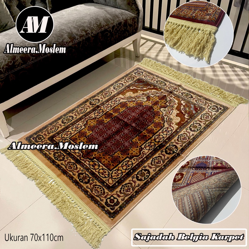 Sajadah Turki Mada Karpet Tebal Dan Halus Ukuran 70x110cm Super Spigel Perlengkapan Sholat Almeera.Moslem