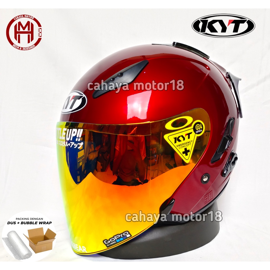 PAKET GANTENG HELM KYT GALAXY RED MARUN|MERAH MARUN KYT GALAXI
