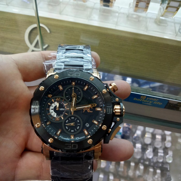 Jam Tangan Analog Pria Alexandre Christie Ac 9205 Mc Black Rose Gold