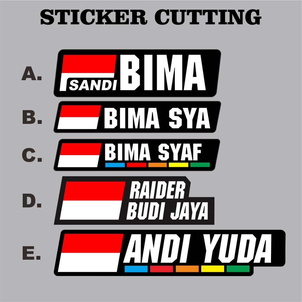 STIKER NAMA CUSTOM CUTTING + BENDERA