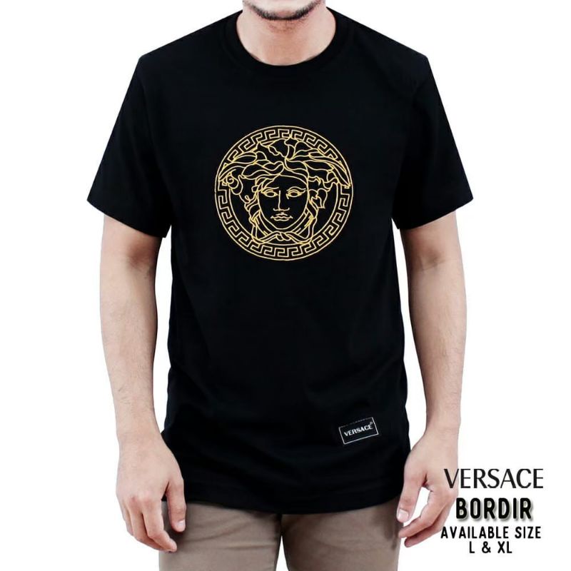 Kaos Pria Distro Versace Bordir premium Tshirt Terbaik