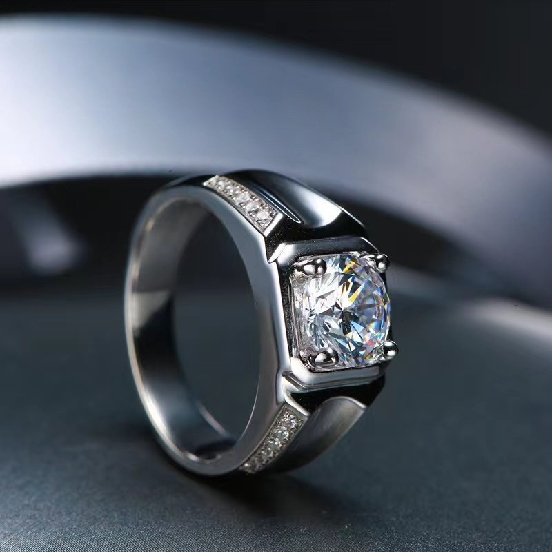 Like Moissanite Cincin Pertunangan Pria 1 Ct Moissanite,925 Platina Berlapis Perak