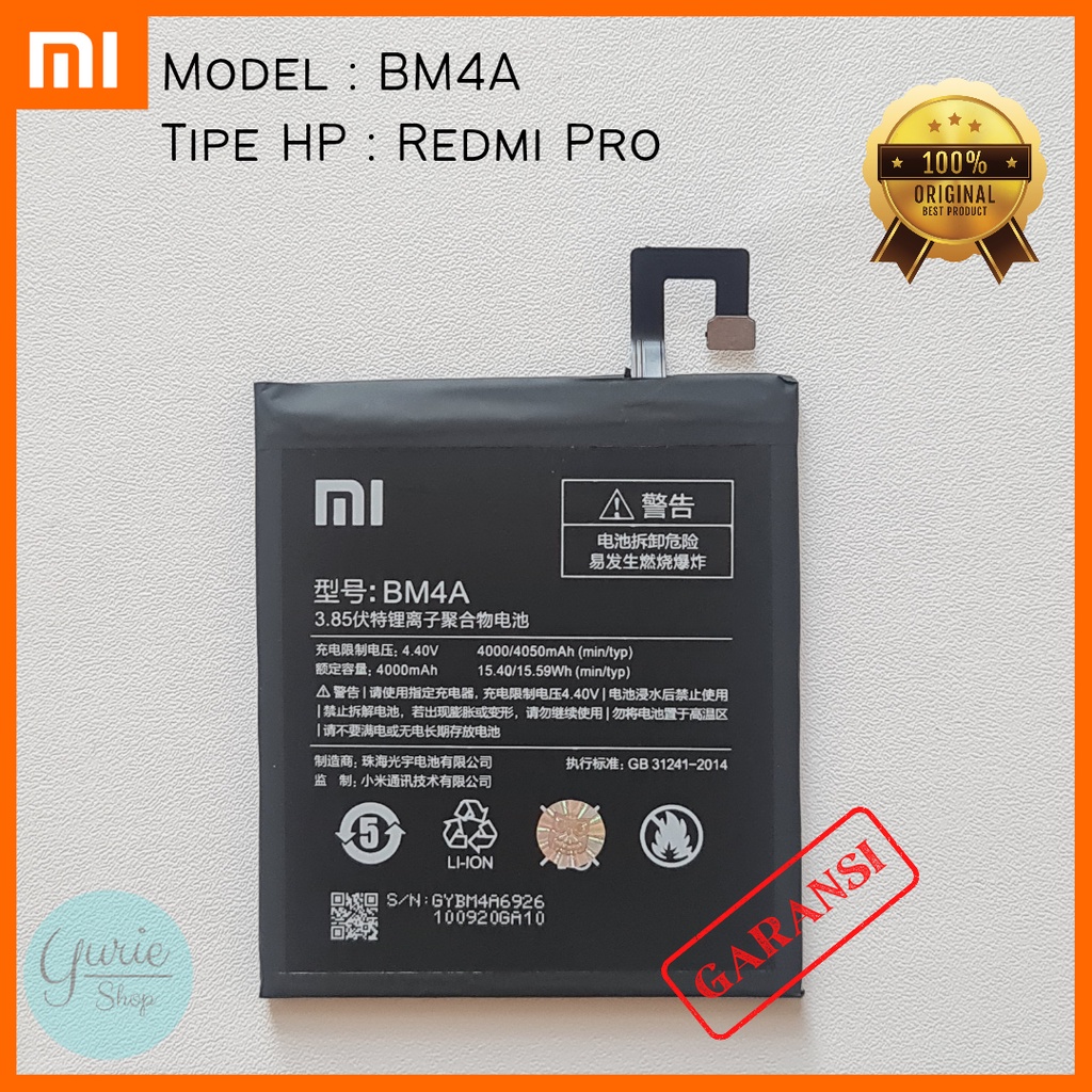 BATERAI BATTERY BATRE XIAOMI REDMI PRO BM4A ORIGINAL