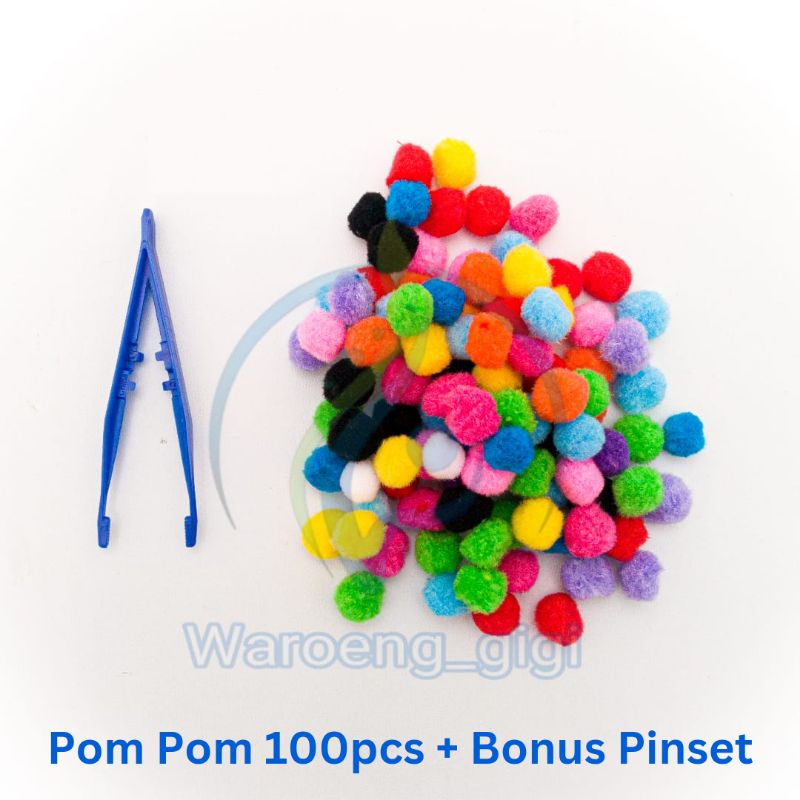 Mainan Edukasi Montessori Anak Pom Pom isi 100pcs