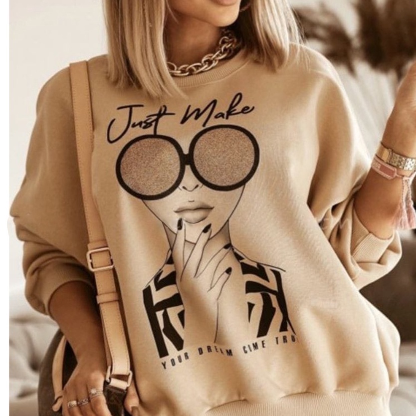 Sweater Aesthetic Sunglasses Woman - Sweatshirt Wanita Terbaru - Bahan Fleece - Allsize Sweater