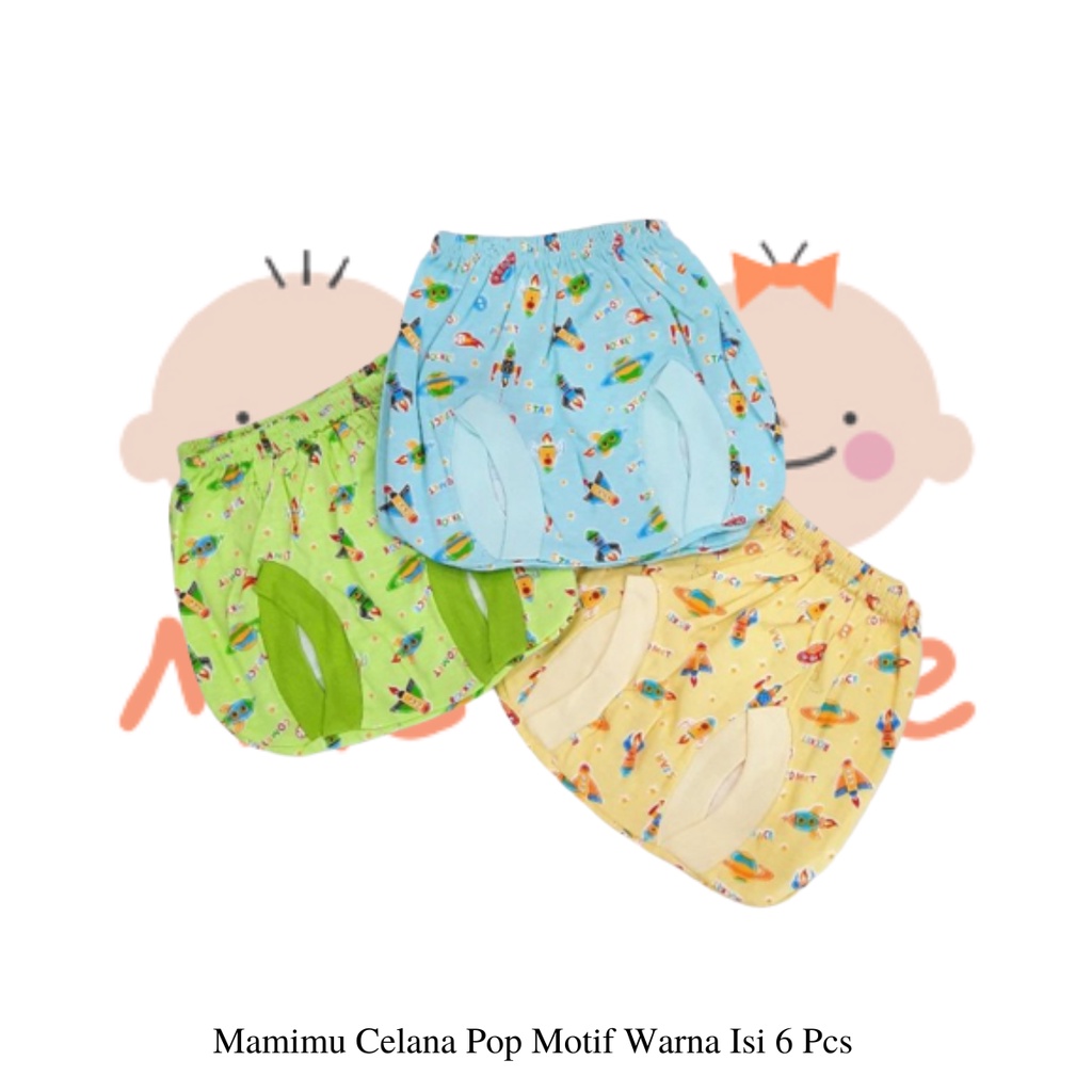 Mamimu Celana Pop Motif Warna Isi 6 Pcs