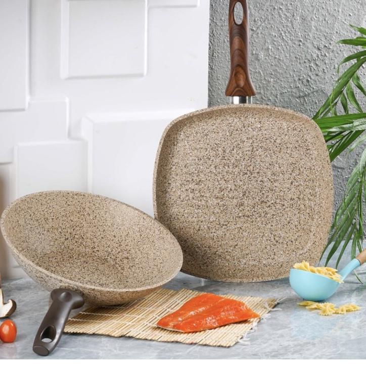 Makin murah--Pero Duo Wok Pan 28cm & Grill 28cm BioGranite NONSTICK