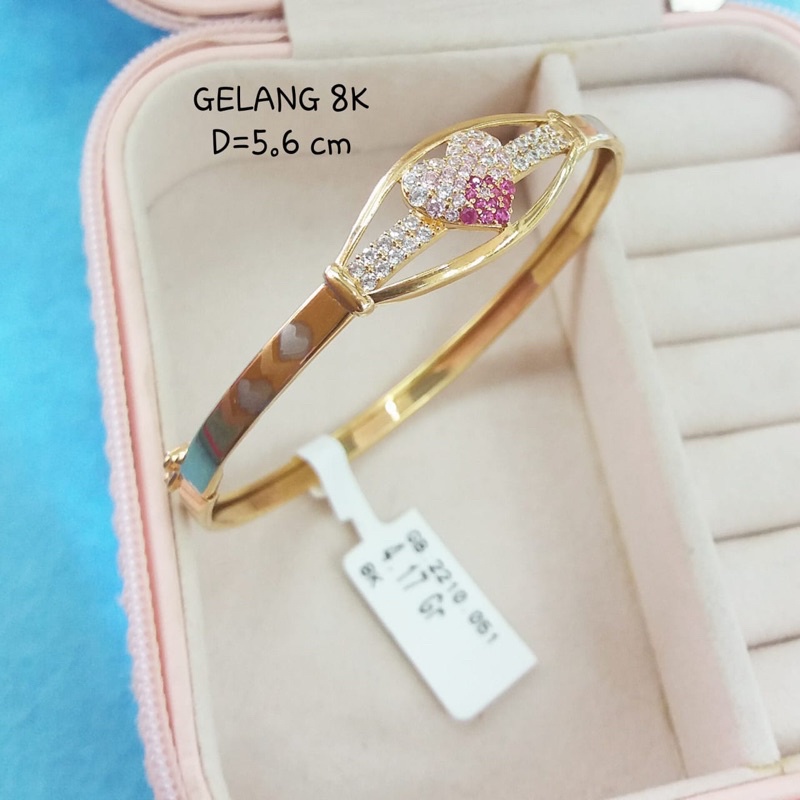 Gelang pipa mata motif love kadar 375 8karat ringan