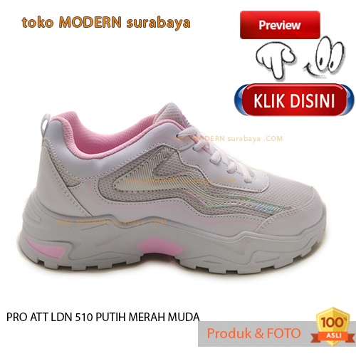 Sepatu wanita olahraga sneakers kets PRO ATT LDN 510 PUTIH MERAH MUDA