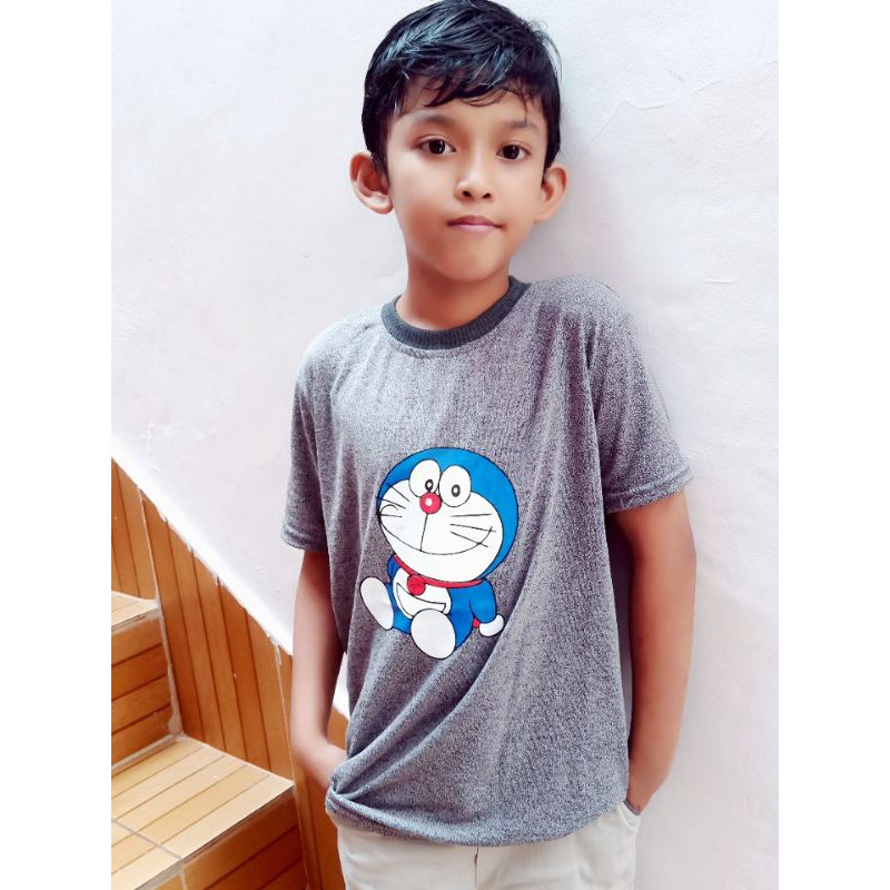 Kaos Anak karakter Doraemon dan spiderman Bahan cotton combed (BAJU SAJA ) usia 6-11 th