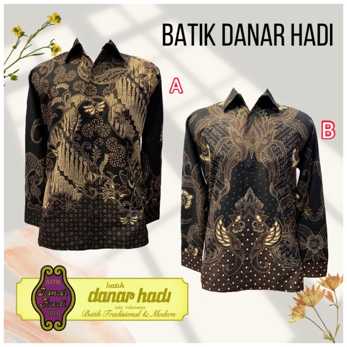 batik Kemeja Batik Danar Hadi Katun Eksklusif - A pendek, S couple pria wanita modern sarimbit motif E3H5