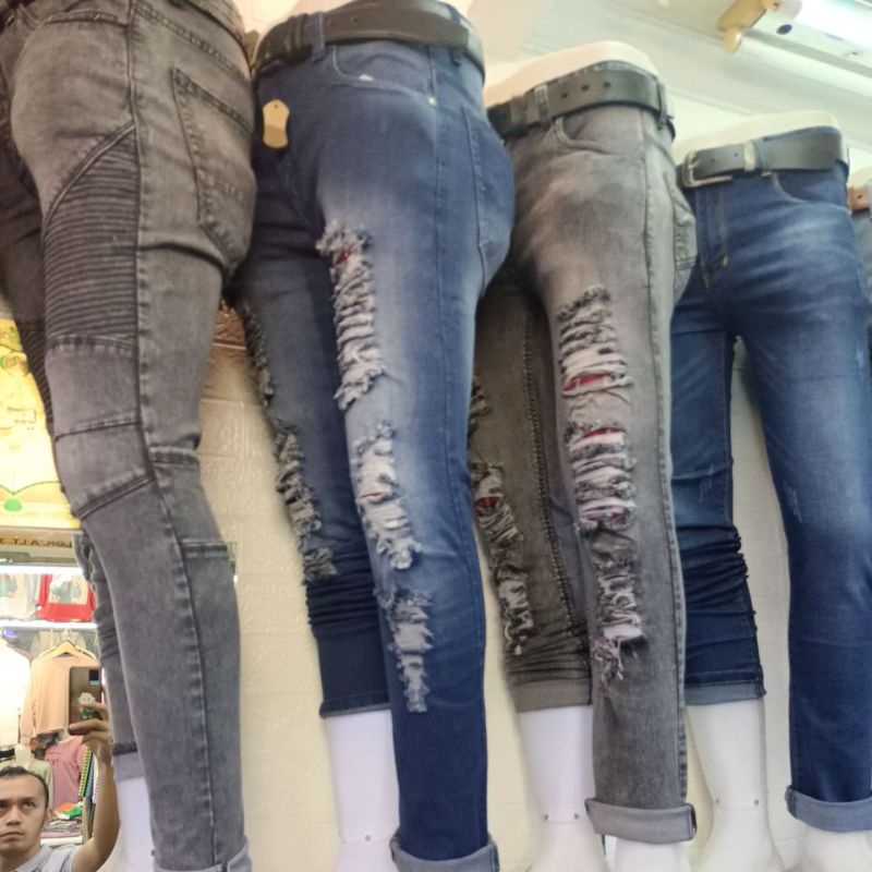 Celana Panjang skinny Sobek lapis NTF Denim Pria milenial -  celana sobek lapis flanel import terbar