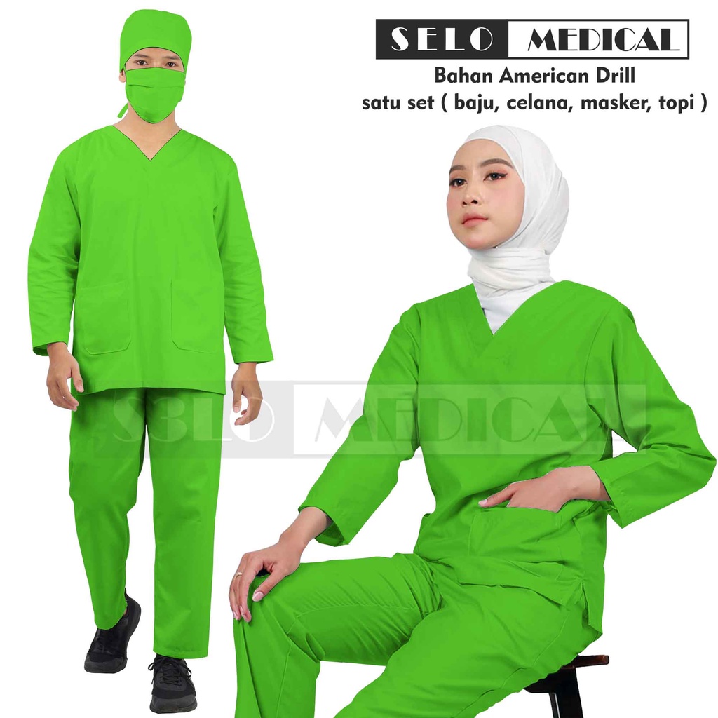 BAJU JAGA , BAJU OK , BAJU OKA , SCRUB LENGAN PANJANG , SERAGAM MEDIS WARNA KUNING