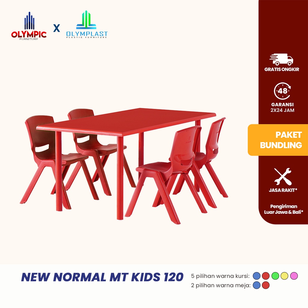 MORE Olympic New Normal MT KIDS 120 - Meja Tulis Anak / Meja Aktivitas + Kursi Anak Plastik / MT KID