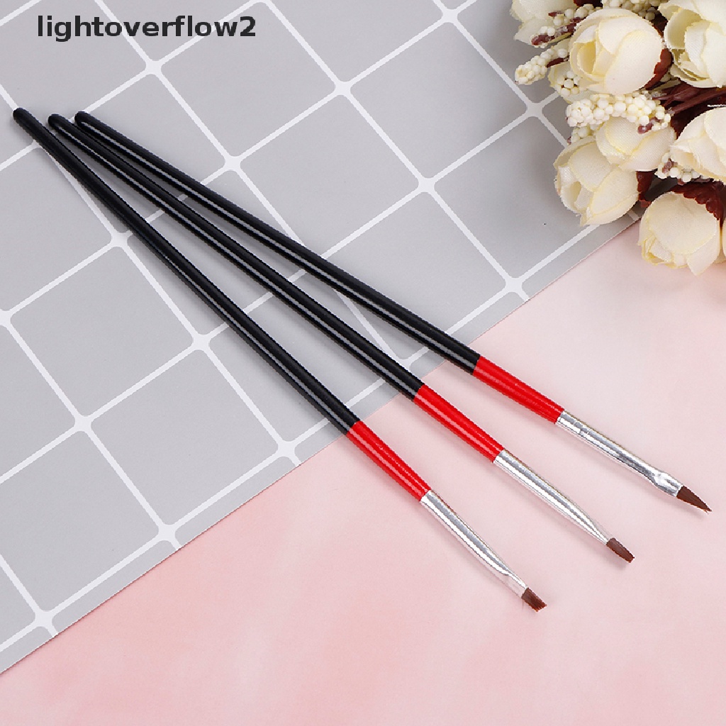 (lightoverflow2) 3pcs / set Kuas Kutek gel uv Akrilik Untuk nail art