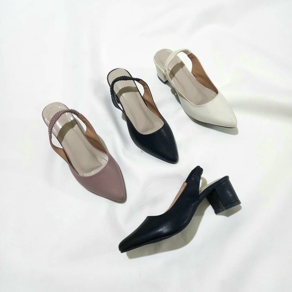 Sepatu Mules Heels Chunky Wanita Hak 5cm NESANH - JESSELYN