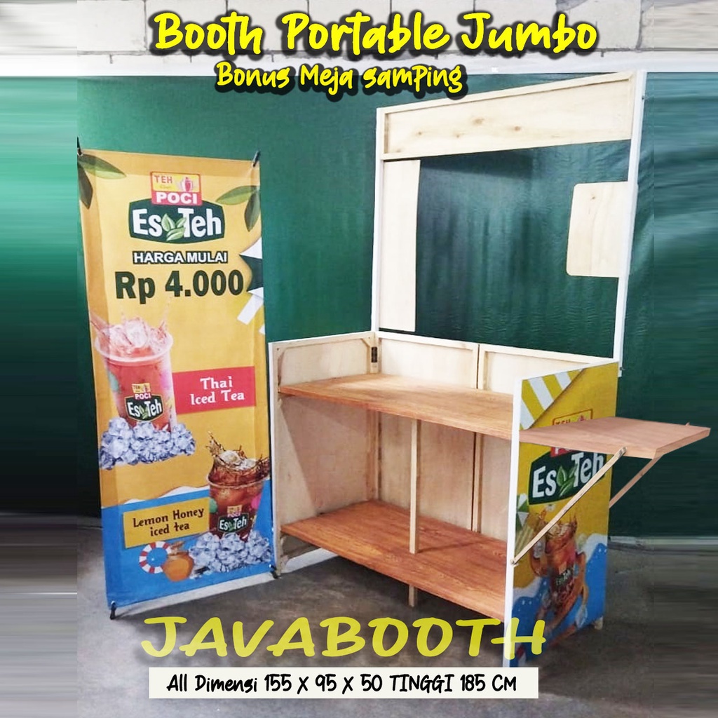 Jual Booth Portable Gerobak Lipat Jumbo 155x95x50cm Free Papan Menu Dan Meja Samping Shopee 2482