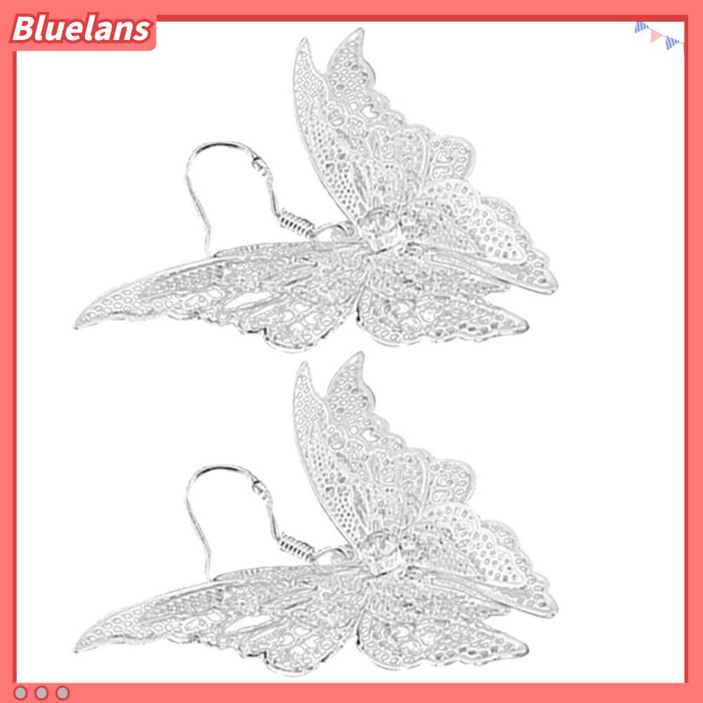 Anting Kait Gantung Desain Kupu-Kupu Hollow Hias Cubic Zirconia Gaya Vintage Untuk Wanita