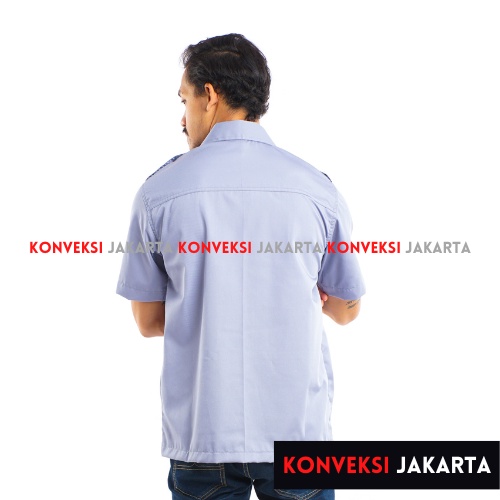 Baju Kemeja PDL Lengan Pendek Pria - Seragam Pakaian Kerja Taktikal Tactical Dinas Lapangan Outdoor Gunung Material American Drill Warna Abu Abu - Konveksi Jakarta Official