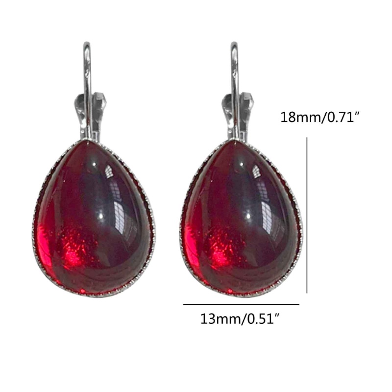 Anting Desain Penyihir Misteri Warna Merah Darah Gaya Gothic Untuk Wanita