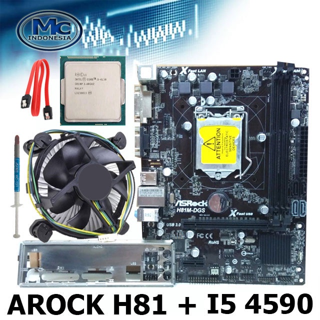 Paketan  Mobo ASROK Lga 1150 H81 ddr3 dan Processor i5 4590