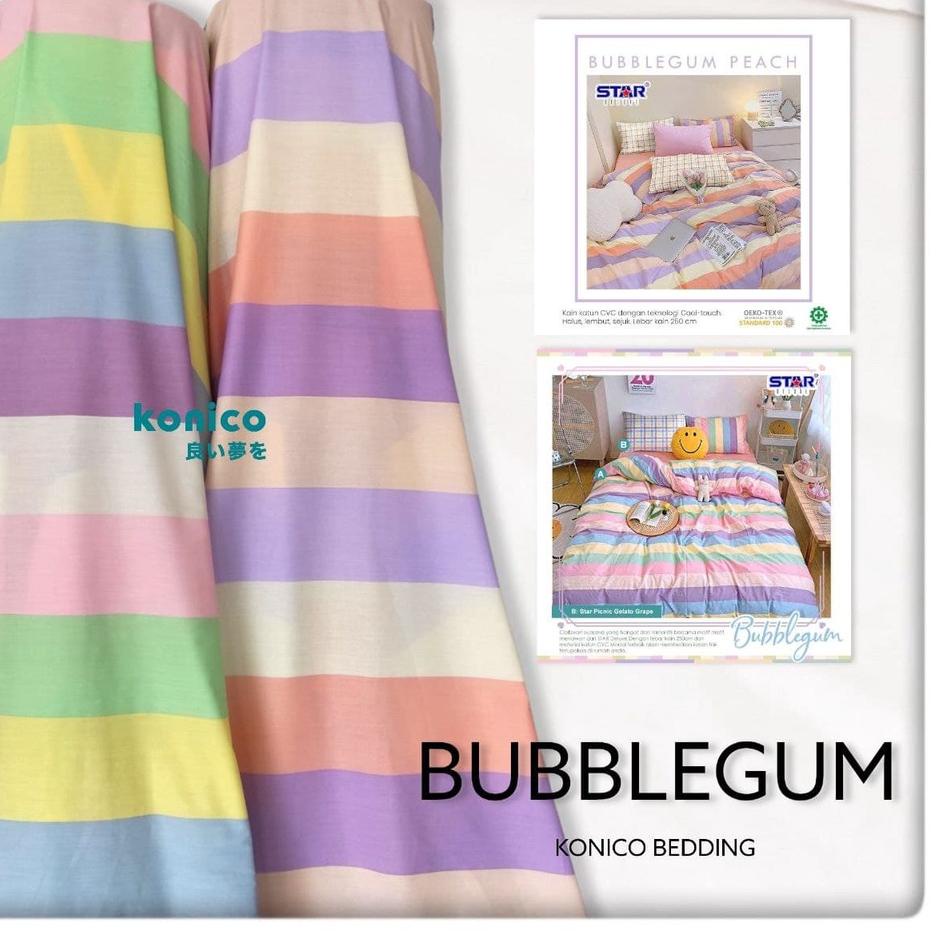 KONICO kain Katun sprei Meteran Motif karakter MINIMALIS BUBBLEGUM PELANGI RAINBOW STAR CATRA ESRA