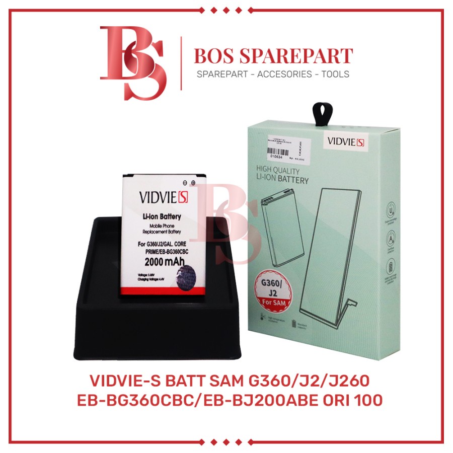 VIDVIE-S BATERAI SAMSUNG G360 / J2 / J260 / EB-BG360CBC ORI 100 /BATTERY / BATRE