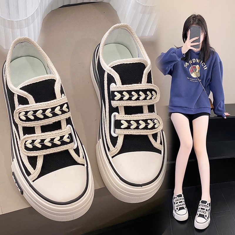 AVANCEID 1956 Sepatu Sneakers Wanita Canvas Kerja Sekolah Hitam Import