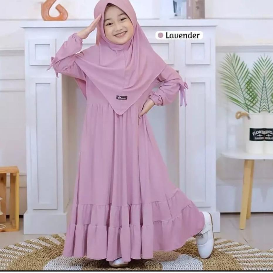 Chekout GAMIS syari ANAk set hijab perempuan TANGGUNG TERBARU 2021 MODERN KEKINIAN / gamis arab anak
