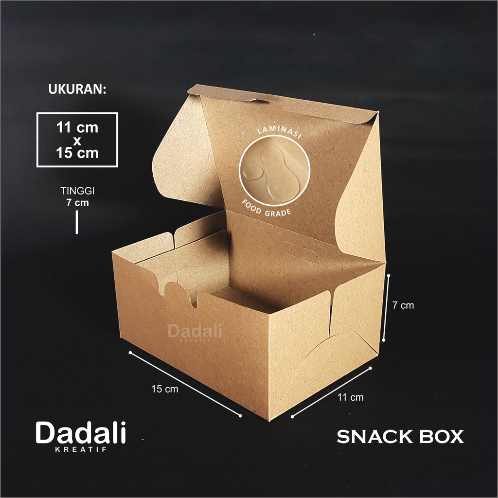 Dus Snack Box Laminasi Kraft Coklat Tebal 290gsm Dus Kue / Fried Chicken / Martabak / Roti bakar