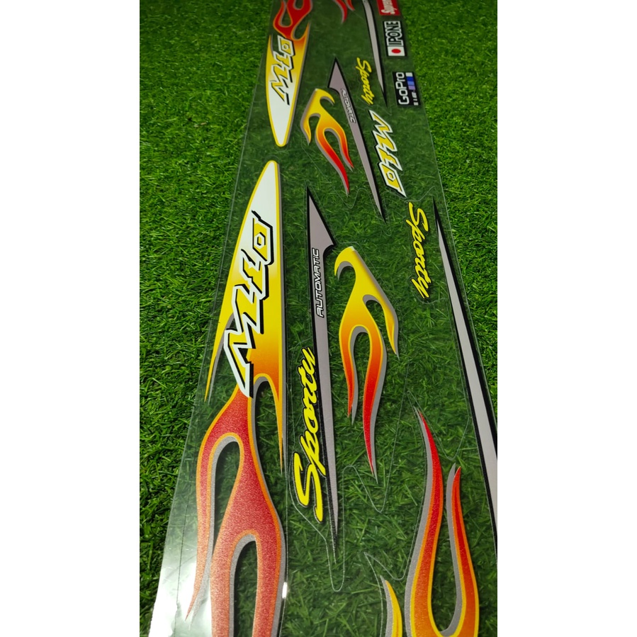 Striping Mio Sporty Mio Smile List Variasi Motip api Bahan Bening tansparan mio kuning