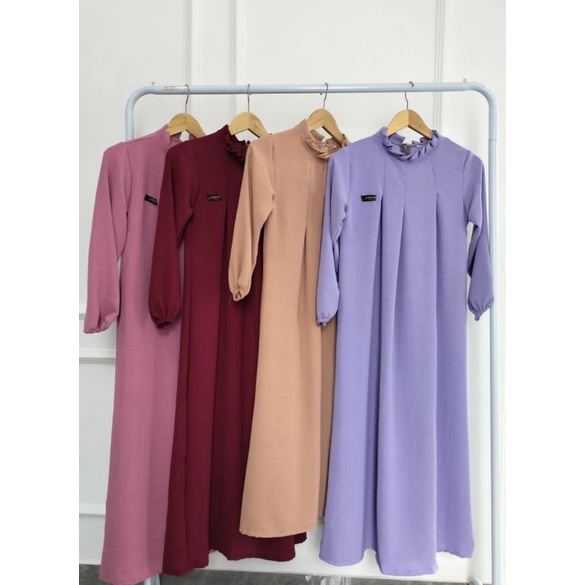 Gamis Anak Perempuan 1 - 12 tahun Crinkle Syar'i Maryam Seris Model Cubit Hitam Putih Sage Maroon //