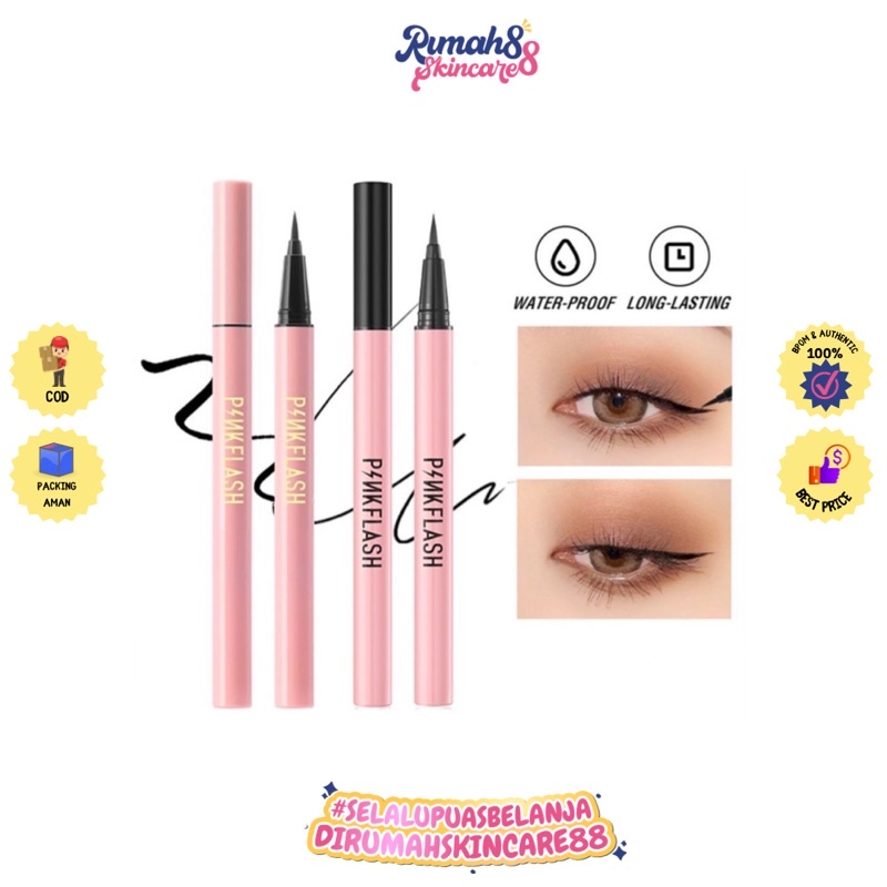 PINKFLASH Waterproof Easy Eyeliner #OhMyLine Liquid Eyeliner Evenly Pigmented Long Lasting Waterproof Black Pink Flash Eyeliner | Pf-E01