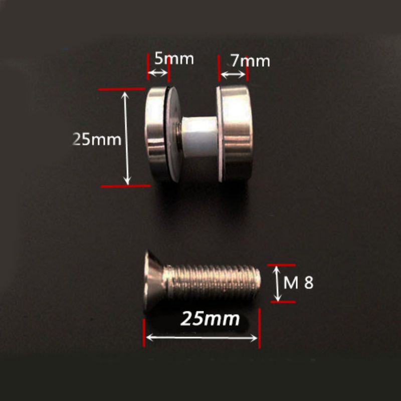 5pcs Baut Kaca Stainless M8*25mm / Baut Penjepit Kaca Jepit Railing Tangga Rail Glass