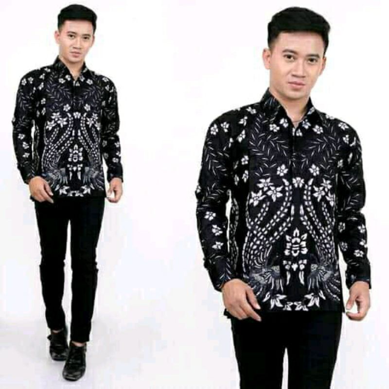 kemeja batik pria lengan panjang size m l xl xxl