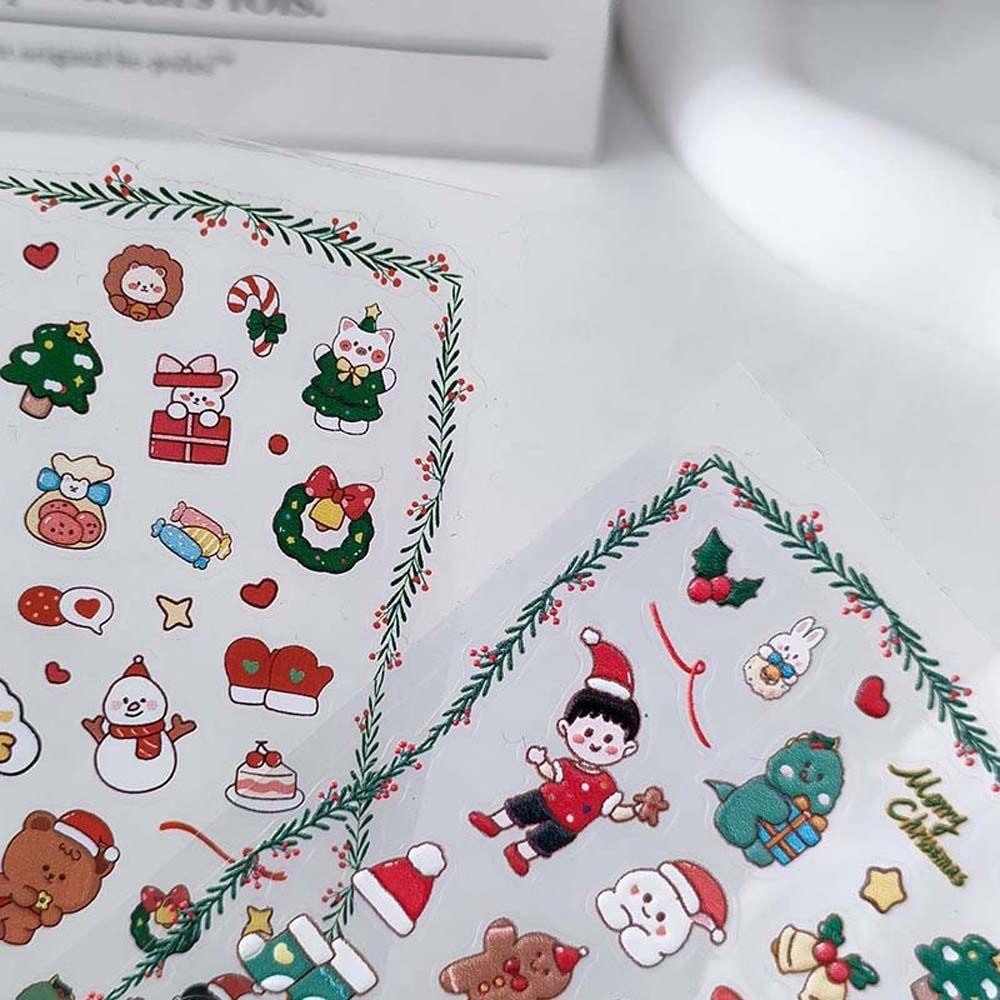 NEEDWAY Stiker Kuku Natal Wanita Relief Christmas Nail Art Santa Claus Manicure Aksesoris Nail Art Dekorasi