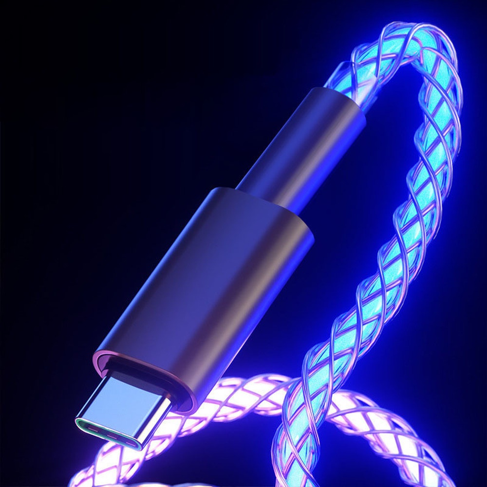 Kabel Data / Charger USB Tipe-c 30W 100W Fast Charging 66W Dengan Lampu Led RGB