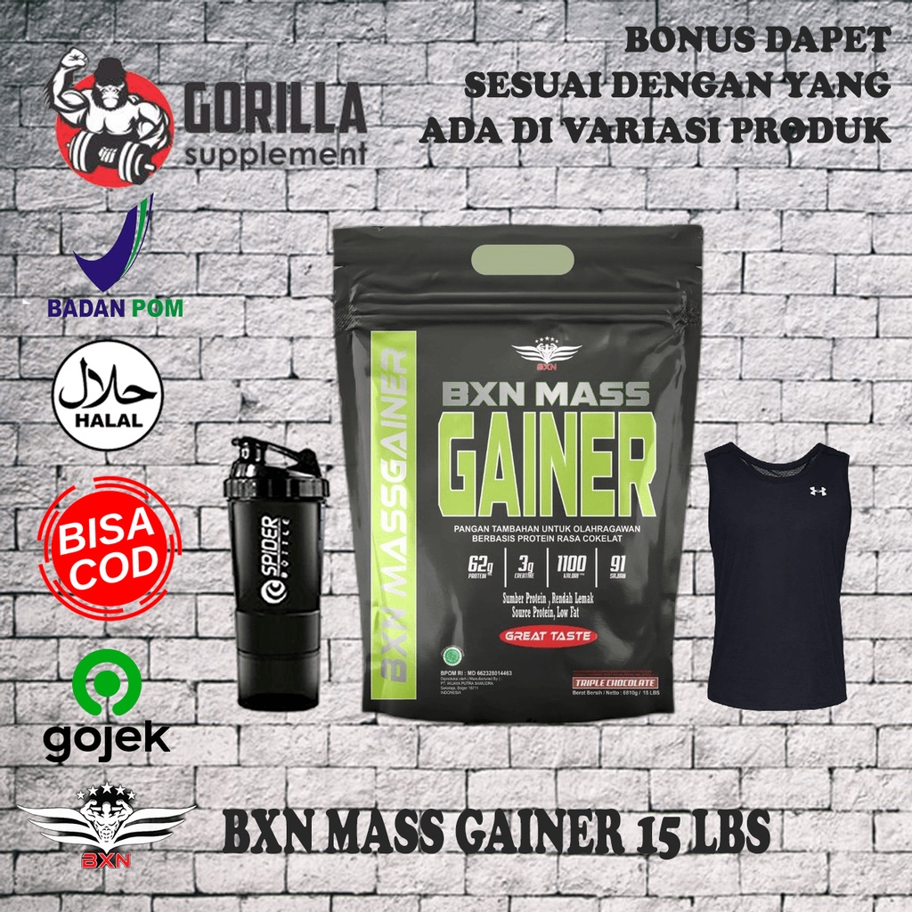 BXN Mass Gainer 15lbs 15lb BODY XTREME Nutrition BPOM HALAL MUI Supplement Suplemen Fitness Bulking