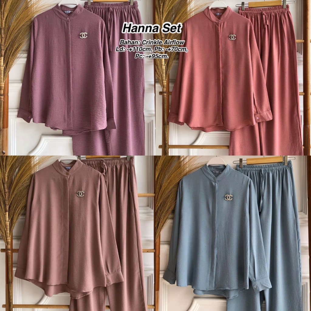 [COD] RRgemilang - Pakaian Wanita Setelan Muslim Hanna Set M/L/XL/XXL