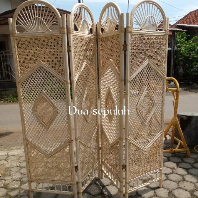 Sketsel Rotan Alami /Pembatas Ruangan 4Pintu