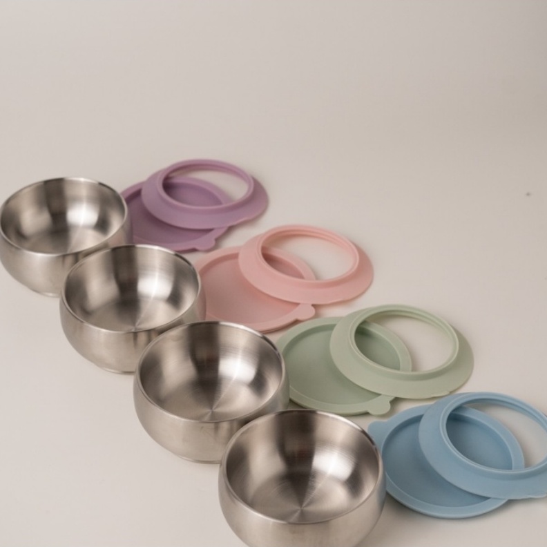 Sol &amp; Sno Souper Bowl Stainless Bowl With Suction And Lid - Mangkuk Bayi MPASI Mangkok Makan Anak Bayi BPA Free